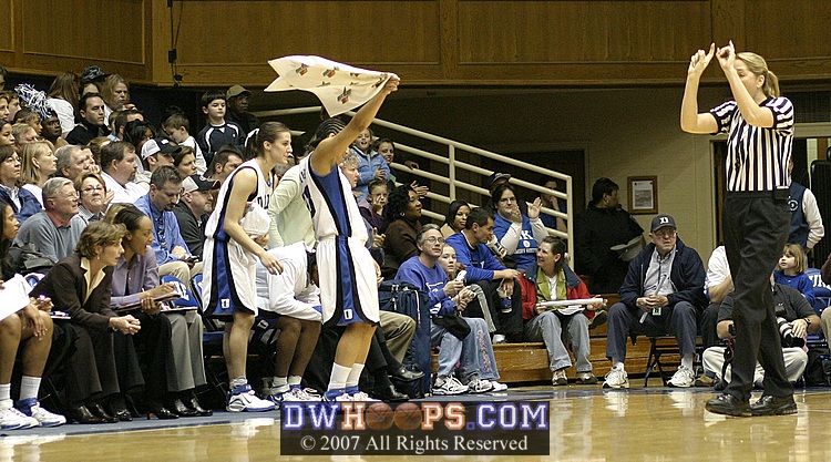 Duke bench celebrates a great layup by Brittany Mitch