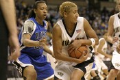 Wake's Alex Tchangoue cradles a rebound.