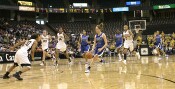 Emily Waner leads the break, which led to a missed midrange jumper.