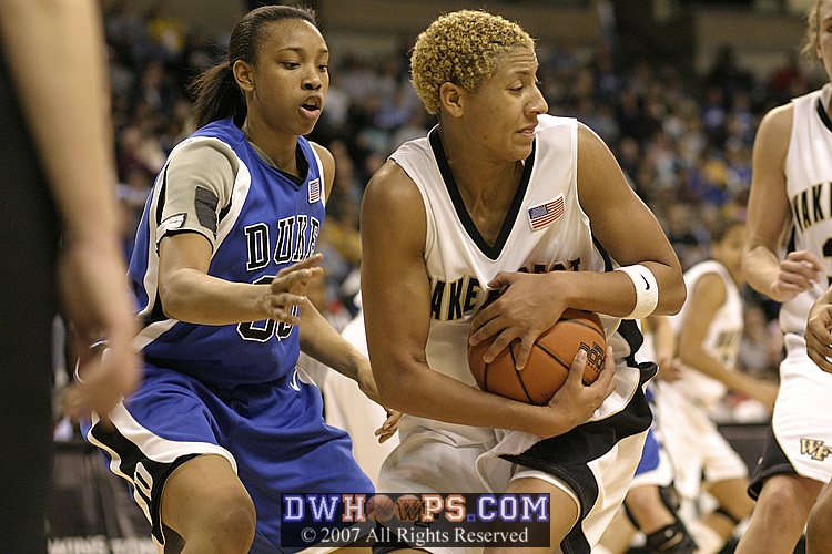 Wake's Alex Tchangoue cradles a rebound.
