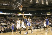 ...the shot missed, but Courtney Morris got her with the body.