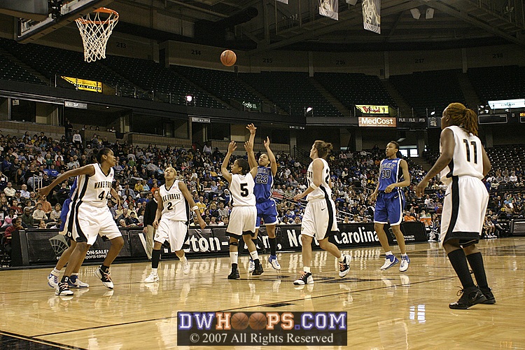 A freethrow line jumper from Wanisha Smith.  Duke was 10-30 from the floor in the first half.