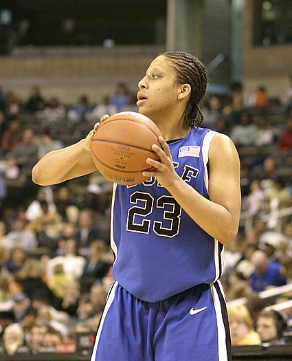 Wanisha Smith looks for the open Blue Devil