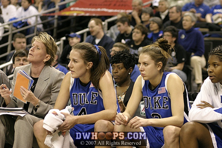 Gale Valley, the Waner sisters, and Keturah Jackson on the Duke bench