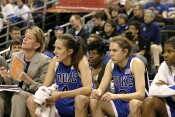 Gale Valley, the Waner sisters, and Keturah Jackson on the Duke bench