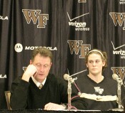 Mike Petersen and Corinne Groves in Wake's post game press conference.