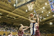 4-2, 17:36 - ...and goes to the basket, but is blocked from behind by Ress...