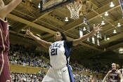20-8, 14:36 - Joy Cheek likes playing Duke defense "t-h-i-s m-u-c-h"