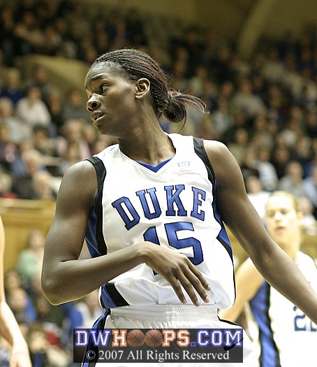 Bridgette Mitchell looks to the ref after being fouled.