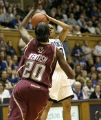 28-14, 8:47 - Kaydia Kentish tries to recover on defense as Lindsey Harding takes a jumper