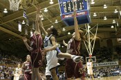 40-25, 3:22 - ...and takes the layup.  Bridgette would clean this miss, too.