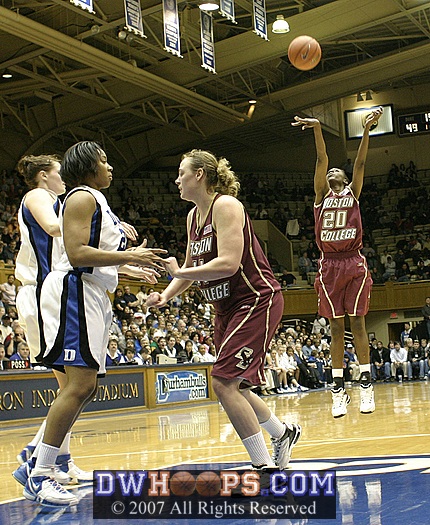 Kaydia Kentish launches a long miss...