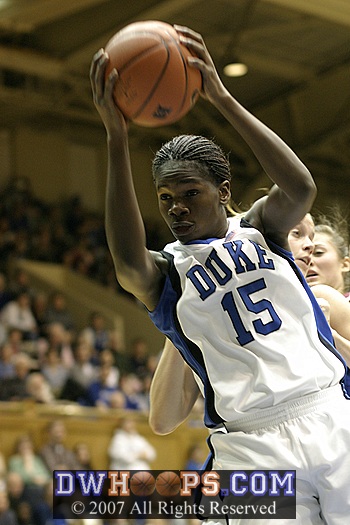 Bridgette Mitchell pulls down one of her game-high ten rebounds.