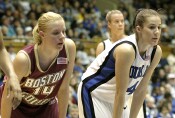 65-38, 7:40 - Elisabeth Egnell and Abby Waner wait for an Ayla Brown free throw.