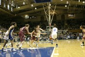 69-47, 3:23 - Ayla Brown about to foul Alison Bales after another blocked shot.