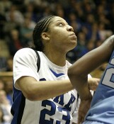 1st half - Wanisha Smith looks for a rebound
