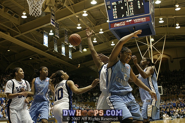 Harding, about to rebound her own miss.  12 of 25 Duke 1st half rebounds came on the offensive boards.