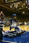 The Duke Pep Band and the Blue Devil mascot perform "Wipe Out"