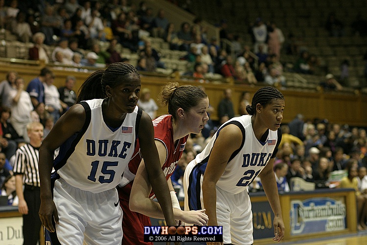 Bridgette Mitchell and Joy Cheek await a Marist free throw