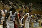 Bridgette Mitchell and Joy Cheek await a Marist free throw