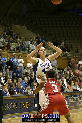 Alison Bales looks for the entry pass (2 of 2)
