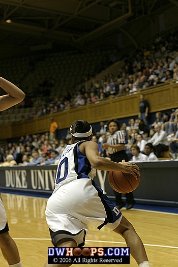 Linsdey Harding begins to push the ball downcourt after a defensive rebound