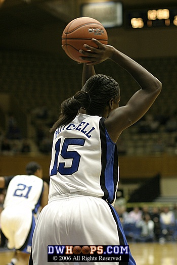 Bridgette Mitchell looks to pass after one of her 12 rebounds