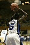 Bridgette Mitchell looks to pass after one of her 12 rebounds