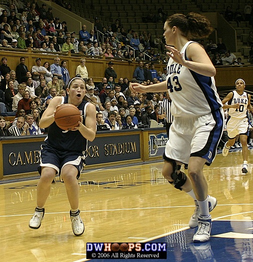 Penn State's Brianne O'Rourke makes a jump stop...