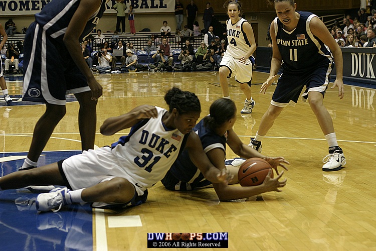 With Duke up by 30, Keturah Jackson hits the deck for a loose ball