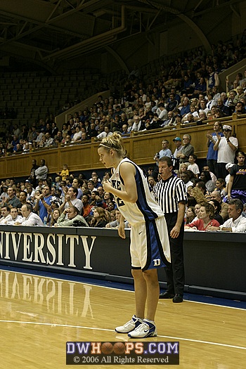 Brittany Mitch takes a breather before first half play resumes