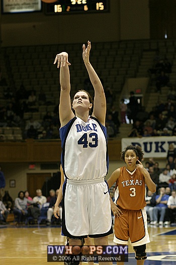 Alison Bales strokes the second of two free throws - this trip to the line gave Duke their first lead of the game at the 9:22 mark.