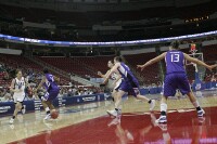 24-9, 9:40 - Alison bounce-passes  to Emily Waner...