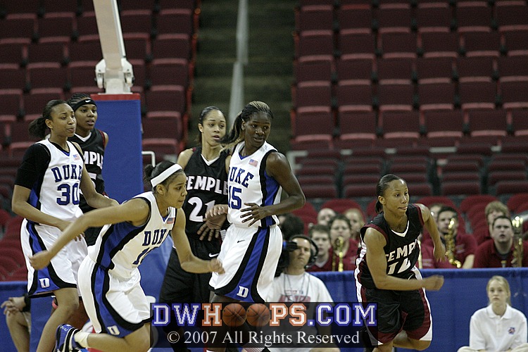 Temple breaks after rebounding a Harding miss