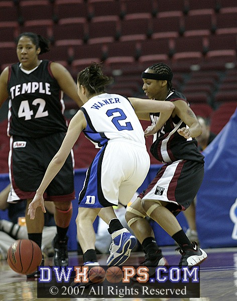 Emily Waner, in the game for Abby, puts it on the floor