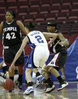  - Emily Waner, in the game for Abby, puts it on the floor