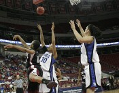  - ...but Shenita Landry swats the ball away.  Temple had 6 offensive boards in the first 5 minutes, but only 13 overall.