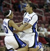 37-26, halftime - Harding and Smith celebration