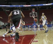 24-16, 7:24 - While falling, Ali flips the ball to Lindsey