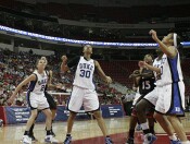 26-18, 6:09 - Looking to the boards after a Kamesha Hairston miss