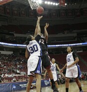 28-18, 5:41 - Carrem Gay defends a Lady Comfort shot