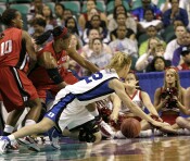 3-6, 11:21 - Brittany Mitch is fouled going for a rebound