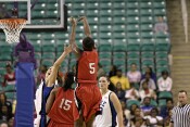 43-41, 6:16 - Rutgers tries a three of their own, but Carson misses