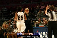  - Agnus Berenato cannot believe that Shayla Scott has fouled out.