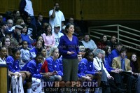  - Coach McCallie tries to get her Blue Devils to settle down