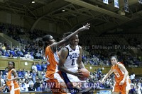  - Chante Black works for inside position against Bucknell center Hope Foster