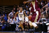 Jasmine Thomas brings the ball past the FSU bench after another of Duke's 19 steals -  - 