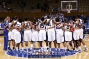 Team gathers for Dear Old Duke, Emily still with ball -  - 
