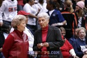 NC State Associate Head Coach Stephanie Glance and hall-of-famer Kay Yow confer before the game -  - 