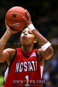 Khadijah Whittington at the line, summing up the Pack's day by missing both - 63-49 - 3:11 2nd